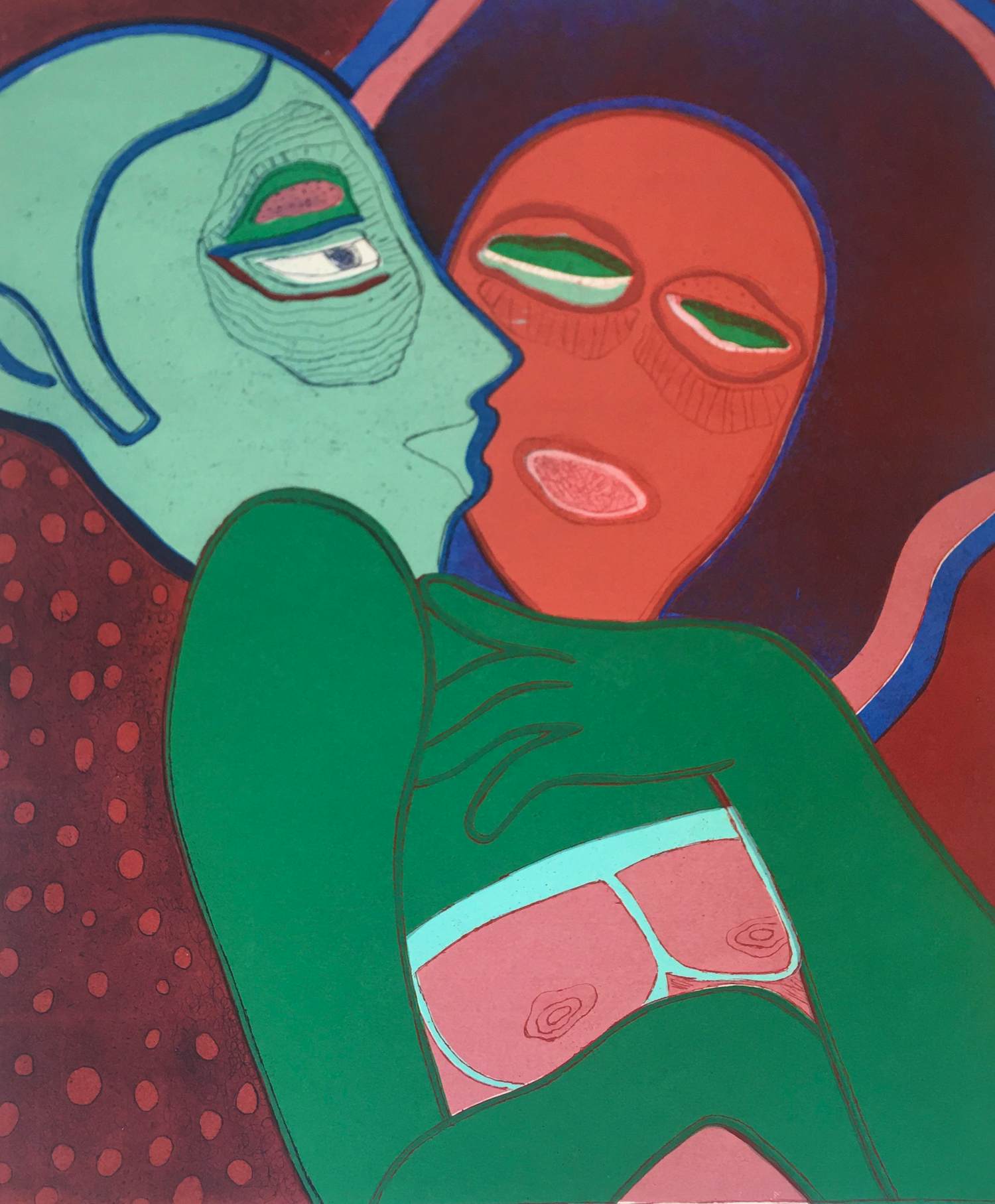 Corneille - ‘ Les Amants’ -kleurenets 1975 - epreuve d’essai - uniek werk. kopen? Bied vanaf 575!