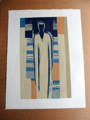 Marianne de Moor - Linosnede, titel onbekend verkocht voor € 50!