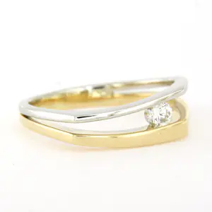 14k bicolour gouden ring met briljant geslepen diamant 0.15ct - rm 18 kopen? Bied vanaf 400!