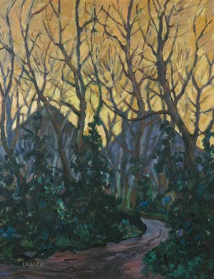 Jan Dekker - Olieverf op hardboard, Avondlicht - Ingelijst kopen? Bied vanaf 1!