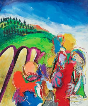 Martin van Dijk - Olieverf en acryl op doek, Umbrisch landschap - Ingelijst (Groot) kopen? Bied vanaf 400!