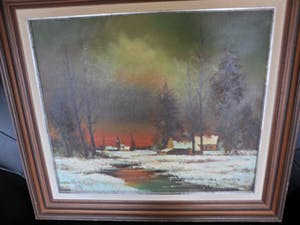 Niet of onleesbaar gesigneerd - Olie verf op doek, Winter landschap kopen? Bied vanaf 1!