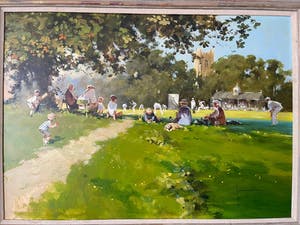 John Haskins - Cricket op een zomerse dag, groot formaat kopen? Bied vanaf 500!