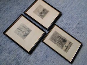 Romain Malfliet - Trio gelimiteerde etsen getiteld "Bomen vellen" - "Rust" en "Begijnhof Brugge" kopen? Bied vanaf 1!