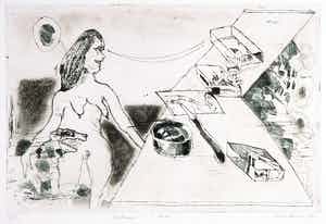 Lucebert - Ets, Artemis in 't zuur verkocht voor € 200!