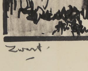 Arie Zwart - Stifttekening, Oude Haven te Thorn - Ingelijst kopen? Bied vanaf 70!