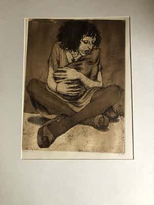 Herman Gordijn - Mona met kussen verkocht voor € 80!