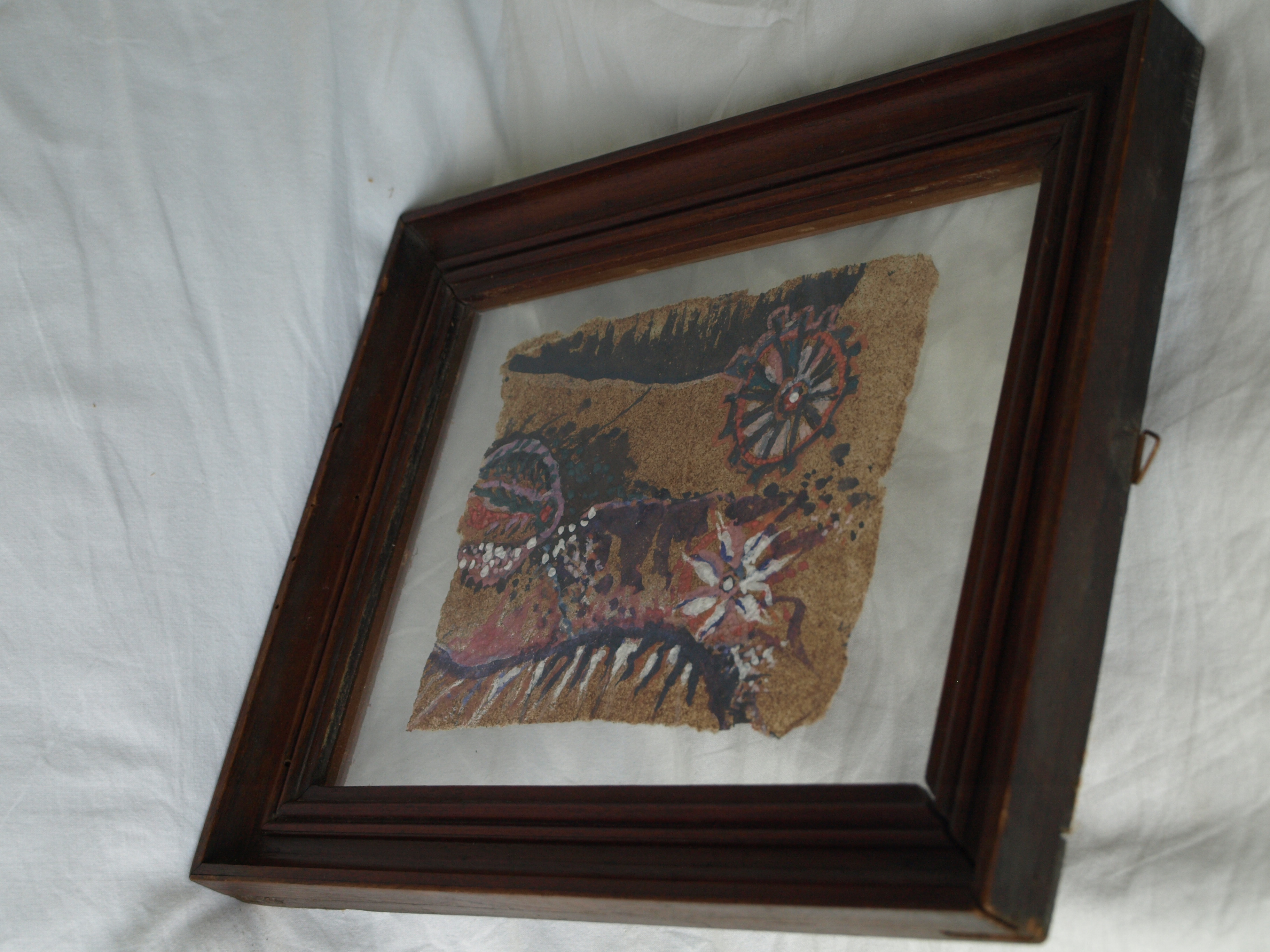 Niet of onleesbaar gesigneerd - Acrylverf op papier, Zonder titel – ingelijst  kopen? Bied vanaf 1!