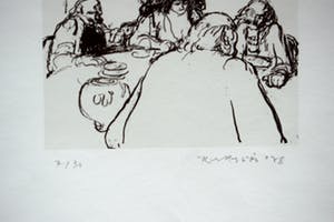 Kurt Lob - litho - Vergaderen onder een schilderij kopen? Bied vanaf 60!