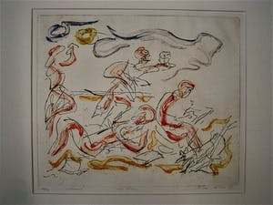 Wim Worm - gebruikt altijd felle kleuren - gesigneerde Litho - Strand - 1987 kopen? Bied vanaf 20!