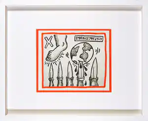 Keith Haring - Zeldzame litho uit het portfolio Against all odds - Ingelijst verkocht voor € 1!