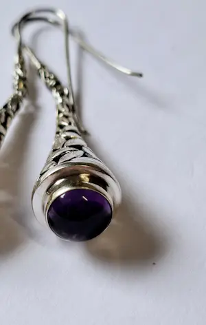 Nieuw Zilveren Byzantijnse Bungel oorbellen, met bolvormige Amethist kopen? Bied vanaf 60!