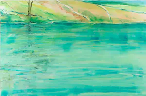 Liz Strick - Monoprint, Blubberhouse reservoir - Ingelijst kopen? Bied vanaf 1!