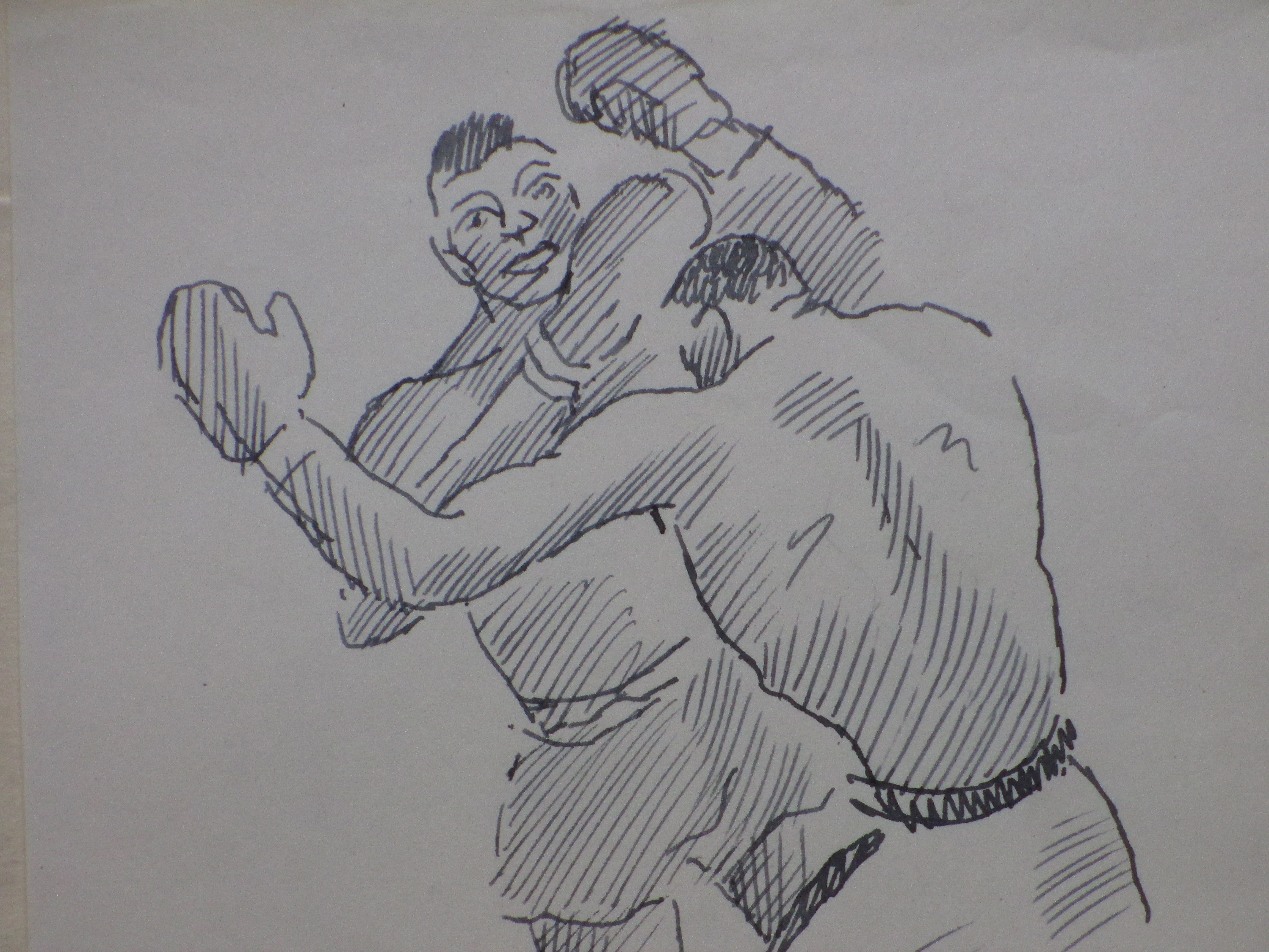 Herman Bieling - Boksgevecht - Tekening kopen? Bied vanaf 30!