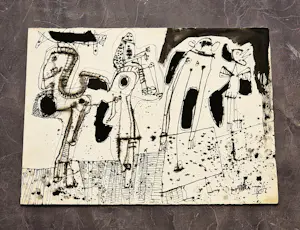 Hannes Postma - Een in 1962 gemaakte "CoBrA" oost-indische inkt tekening "figuren" kopen? Bied vanaf 63!