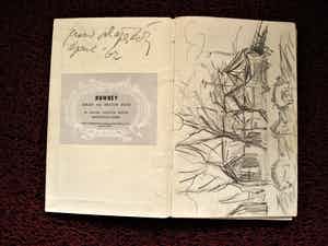 Gerard Schaperkotter - schetsboek jaren 60 in inkt / pastel en potlood - div. voorstellingen verkocht voor € 34!