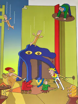 René van Asselt - Zeefdruk , Surrealistische voorstelling - 91 x 64 cm kopen? Bied vanaf 70!