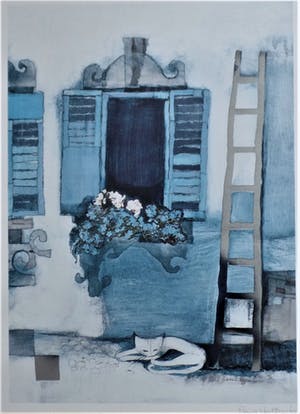 Rosina Wachtmeister - Slapende Poes - Lithografie kopen? Bied vanaf 19!
