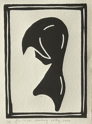 Jan Willem Versteeg - Female profile silhouette ( houtsnede ) kopen? Bied vanaf 1!