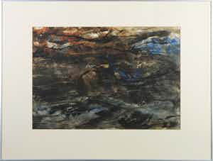 Wolter Wiegerinck - Gouache, Abstracte compositie - Ingelijst verkocht voor € 40!