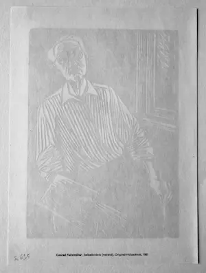 Conrad Felixmüller - Selbstbildnis malend Original-Holzschnitt von 1967 kopen? Bied vanaf 90!