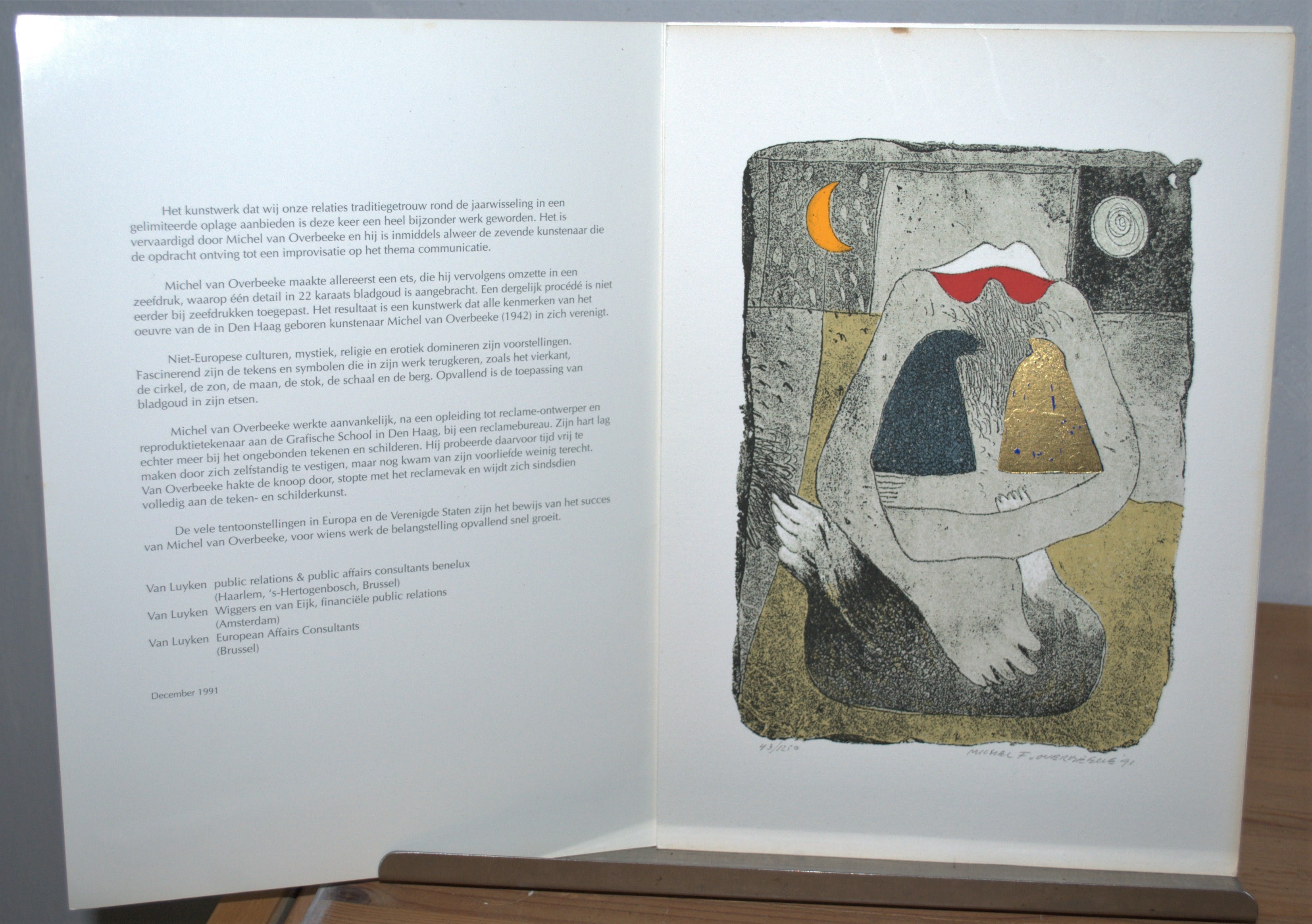 Michel van Overbeeke - communicatie - zeefdruk met bladgoud 22 k. kopen? Bied vanaf 40!