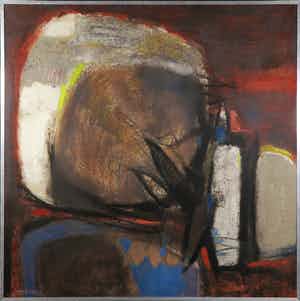 Hans Lie - Olieverf op doek, Compositie Insekt - Ingelijst (Zeer groot) verkocht voor € 1!