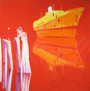 Marco Kooiman - Acryl op doek, L'ultima viaggio del conte (Groot) verkocht voor € 150!