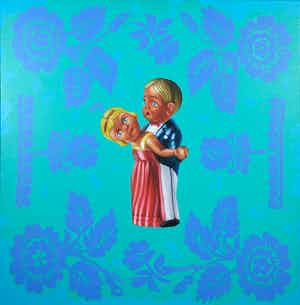 Jan Bollaert - Acryl op doek, Oh wat a lovely toy I (Groot) verkocht voor € 100!