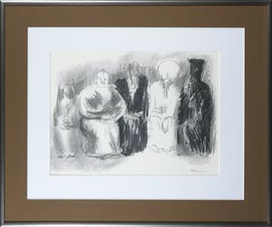 Luis Filcer - Handbewerkte litho, Compositie met figuren - Ingelijst kopen? Bied vanaf 1!