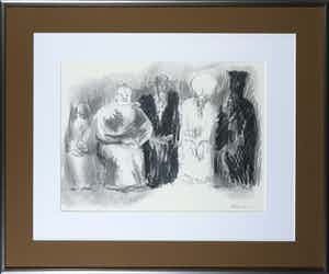 Luis Filcer - Handbewerkte litho, Compositie met figuren - Ingelijst verkocht voor € 1!