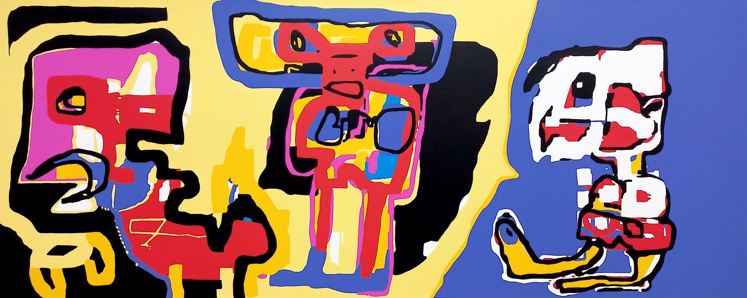 Jan te Wierik - Drie figuren, zeefdruk kopen? Bied vanaf 1!