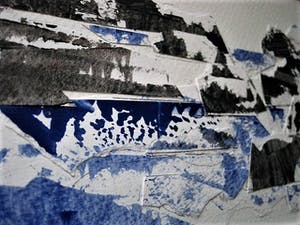 Niet of onleesbaar gesigneerd - gesigneerde zg. panorama-Collage - Cap Ferrat France - kopen? Bied vanaf 1!
