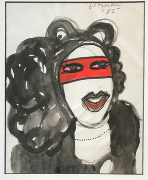 Corneille - Originele ingelijste tekening - La belle au bandeau rouge kopen? Bied vanaf 1500!