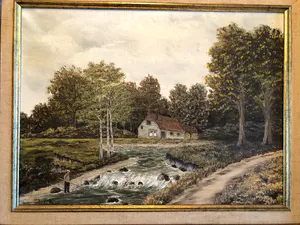 L. De Bruijn - Huis aan rivier - Olieverf op doek, Ingelijst kopen? Bied vanaf 1!
