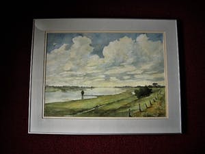 Jaap van Veen - Grote gesigneerde Aquarel "Hollands Polderlandschap langs de Lek" - kopen? Bied vanaf 10!