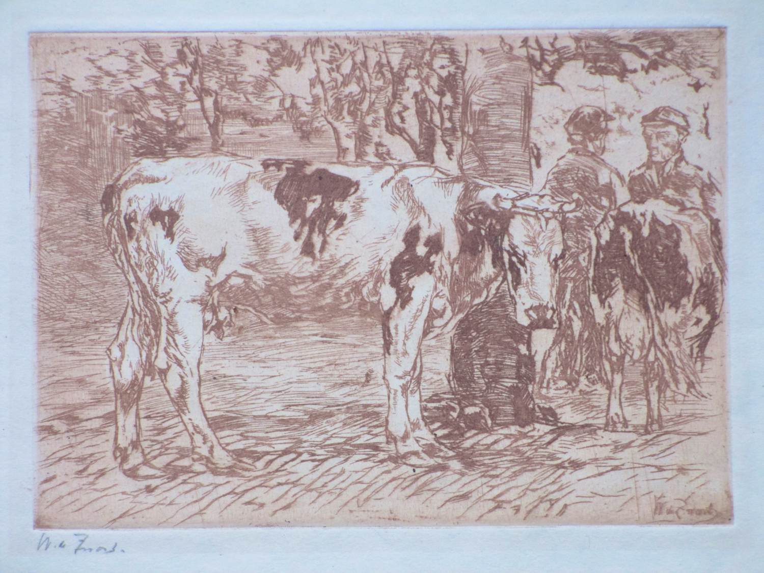 Willem de Zwart - Koemarkt - Ets in rood kopen? Bied vanaf 65!