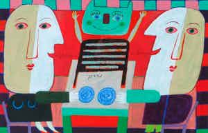 Wouter Stips - Kleurenzeefdruk EN IK VAN JOU POES Handgesigneerd. verkocht voor € 145!