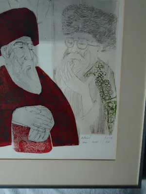 Abraham Yakin - Ingelijste kleurenets , Joodse mensen – E/A nr. 42/48 – 78 x 48 cm. kopen? Bied vanaf 80!