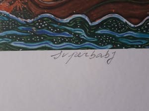 Pjeroo Roobjee - Gesigneerde kleurrijke zeefdruk - Superbaby - !!! kopen? Bied vanaf 60!