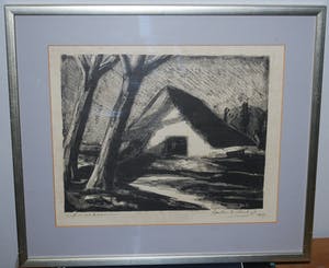 Aart van Dobbenburgh - Erf met bomen - litho uit 1924 kopen? Bied vanaf 30!