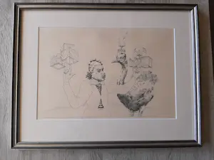 Herman Damen - Tekening, zonder titel, mooi ingelijst. kopen? Bied vanaf 40!