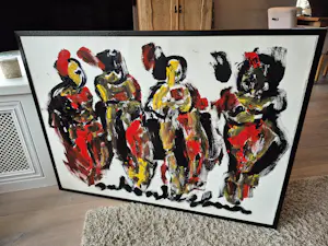 Anton Heyboer - Acryl op geschept papier - 4 vrouwen, gesigneerd m.o. kopen? Bied vanaf 675!