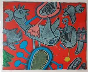 Corneille - " CHANT D' ETE " Zeefdruk uit 1992 verkocht voor € 225!