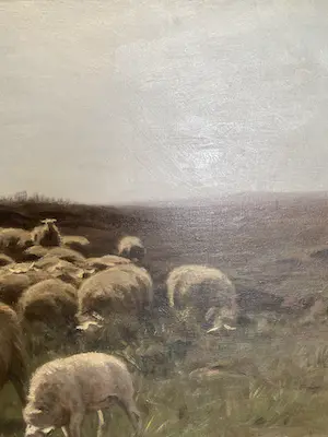 Herman van der Weele - 1852-1930, herder met schaapskudde op de hei. Olieverf op doek 58,7 x 86,9 cm. kopen? Bied vanaf 1200!
