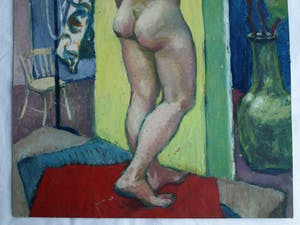 Niet of onleesbaar gesigneerd - Acrylverf op karton , “Naakt in huis” kopen? Bied vanaf 1!