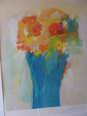 Eugene Brands - Zeefdruk van Eugene Brands ( CoBrA) - Blauwe Vaas kopen? Bied vanaf 240!