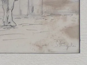 Alphonse Stengelin - Melktijd - Inkttekening en potlood kopen? Bied vanaf 55!