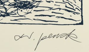 A.R. Penck - Zeldzame, handgesigneerde litho, Compositie met figuren - Ingelijst kopen? Bied vanaf 1!