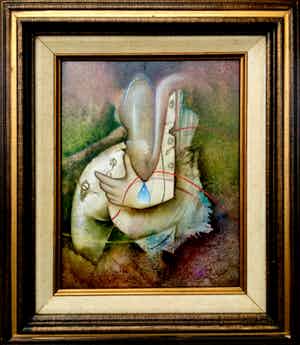 Johannes Garst - De Hand -9- Surrealistisch werk in knappe lijst verkocht voor € 10!